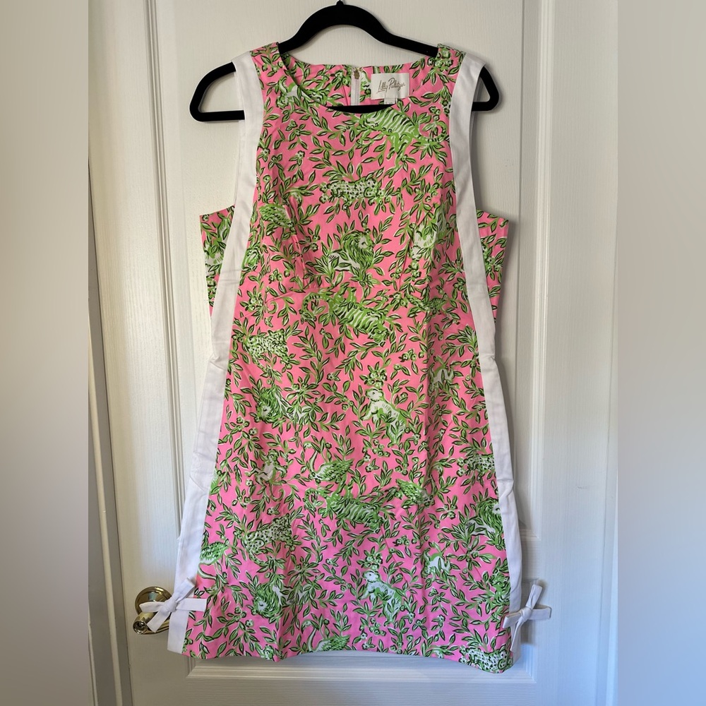 Lilly Pulitzer Beckler Stretch Shift Mane Character Energy Pink & Green 12 NWT